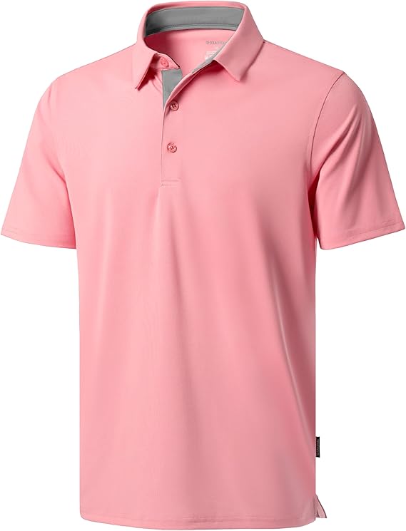 Men's Custom Golf Shirts Dry Fit Moisture Wicking Performance Short Sleeve Collared Polo Shirts for Casual Athletic Business.