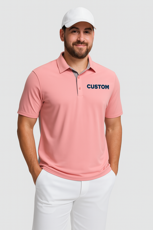 Men's Custom Golf Shirts Dry Fit Moisture Wicking Performance Short Sleeve Collared Polo Shirts for Casual Athletic Business.
