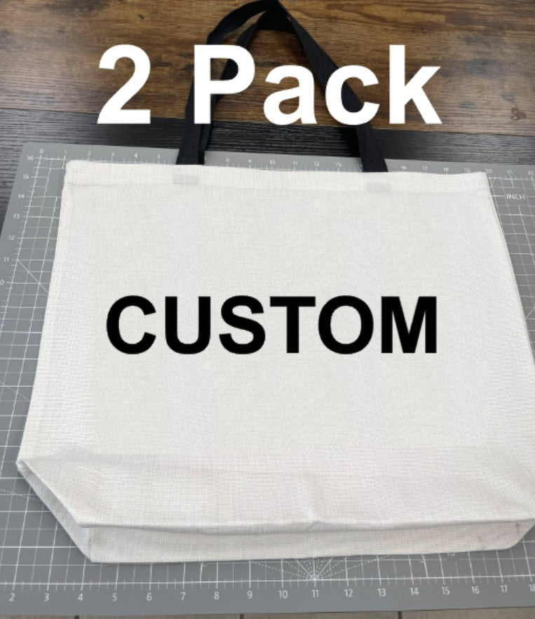 Custom Tote Bags 2 Packs, Polyester Tote bag, Large Capacity Grocery Reusable Bags