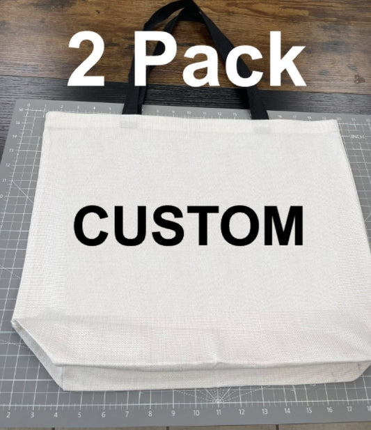 Custom Tote Bags 2 Packs, Polyester Tote bag, Large Capacity Grocery Reusable Bags