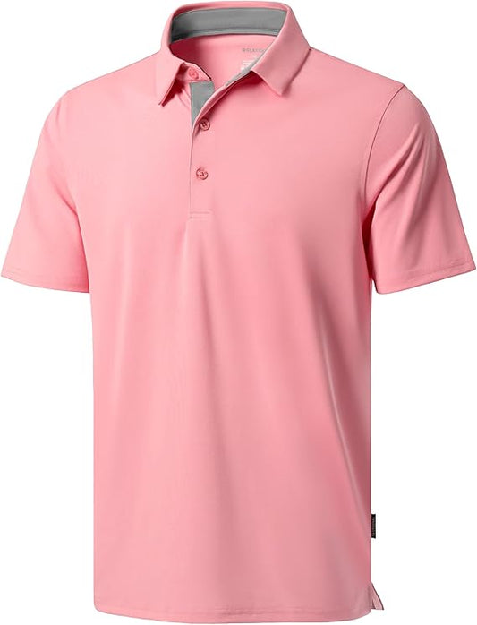 Men's Custom Golf Shirts Dry Fit Moisture Wicking Performance Short Sleeve Collared Polo Shirts for Casual Athletic Business.