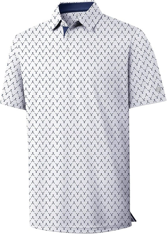Mens Custom Golf Shirts Short Sleeve Performance Moisture Wicking Polo Shirt