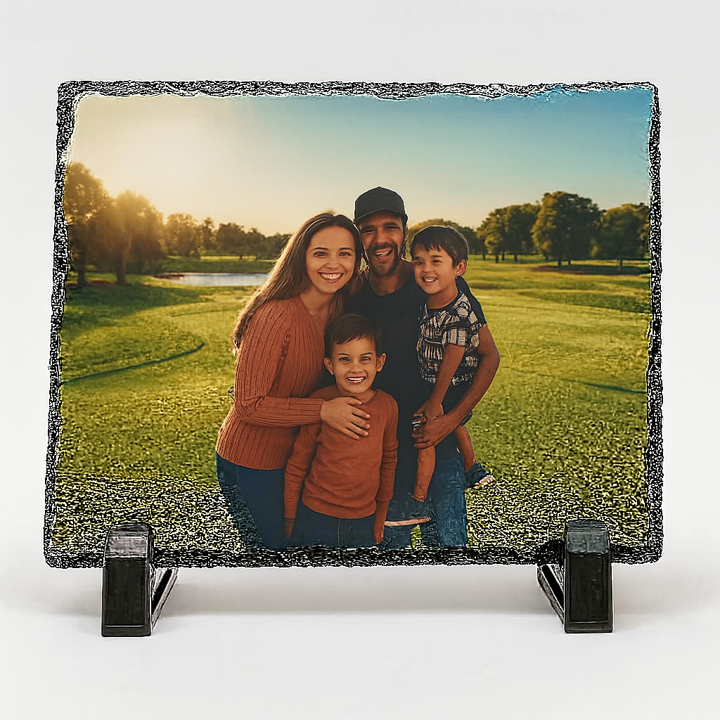 Slate Custom Rock Stone Photo Rectangular Frame  Picture Frame with Display Holder for DIY Craft 5.9 x 7.9 Inch